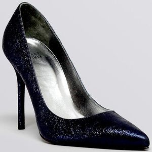 Stuart Weitzman 4” Nouveau Pumps in Lapis Blue Foil
